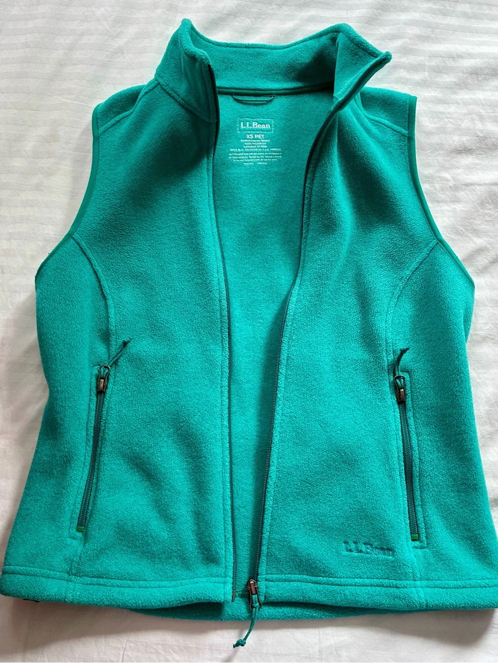 L.L. Bean Teal Green Fleece Vest - Picture 1 of 2
